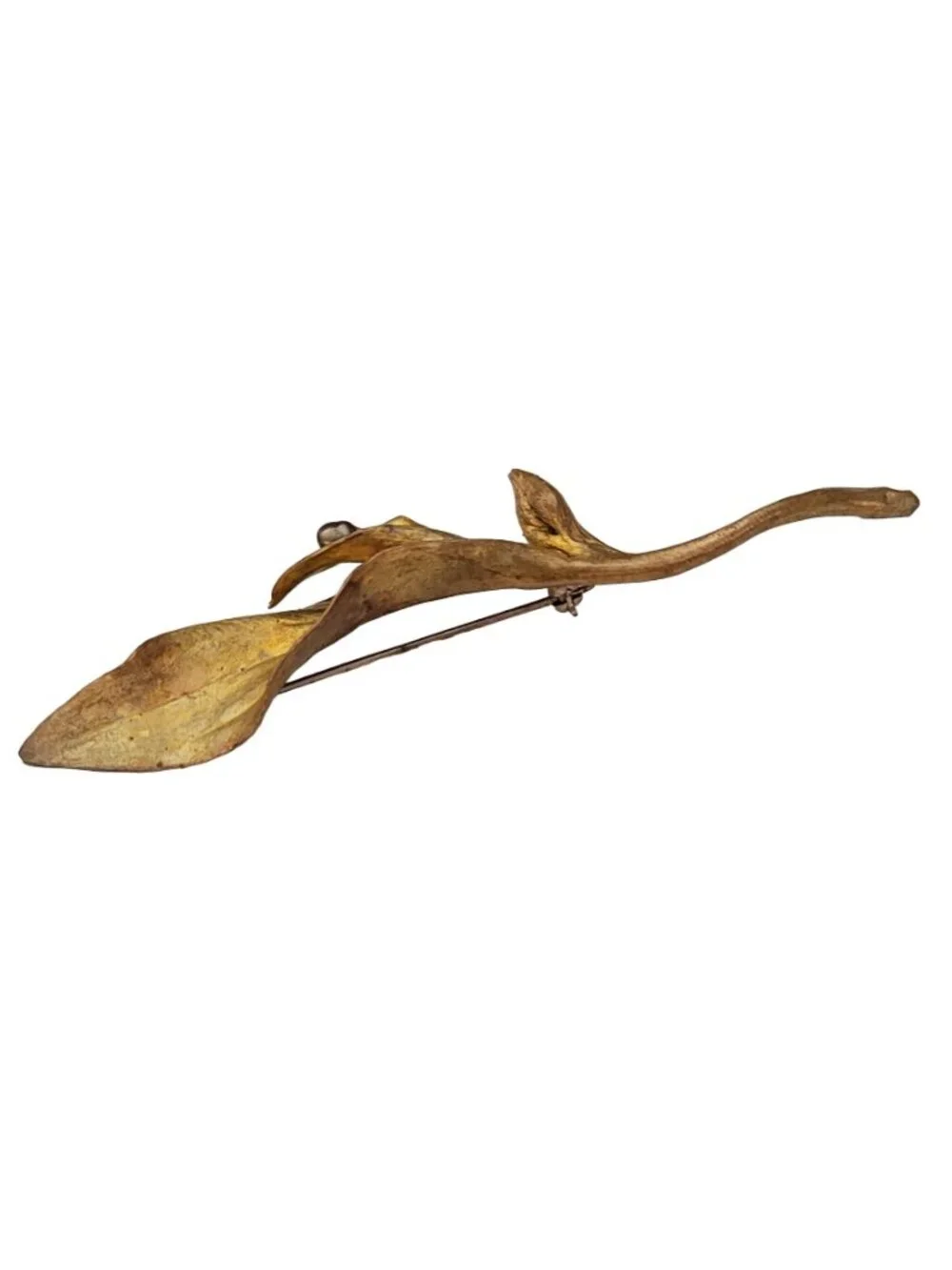 Michael Michaud Bronze Calla Lily Center Genuine Freshwater Pearl Brooch E755